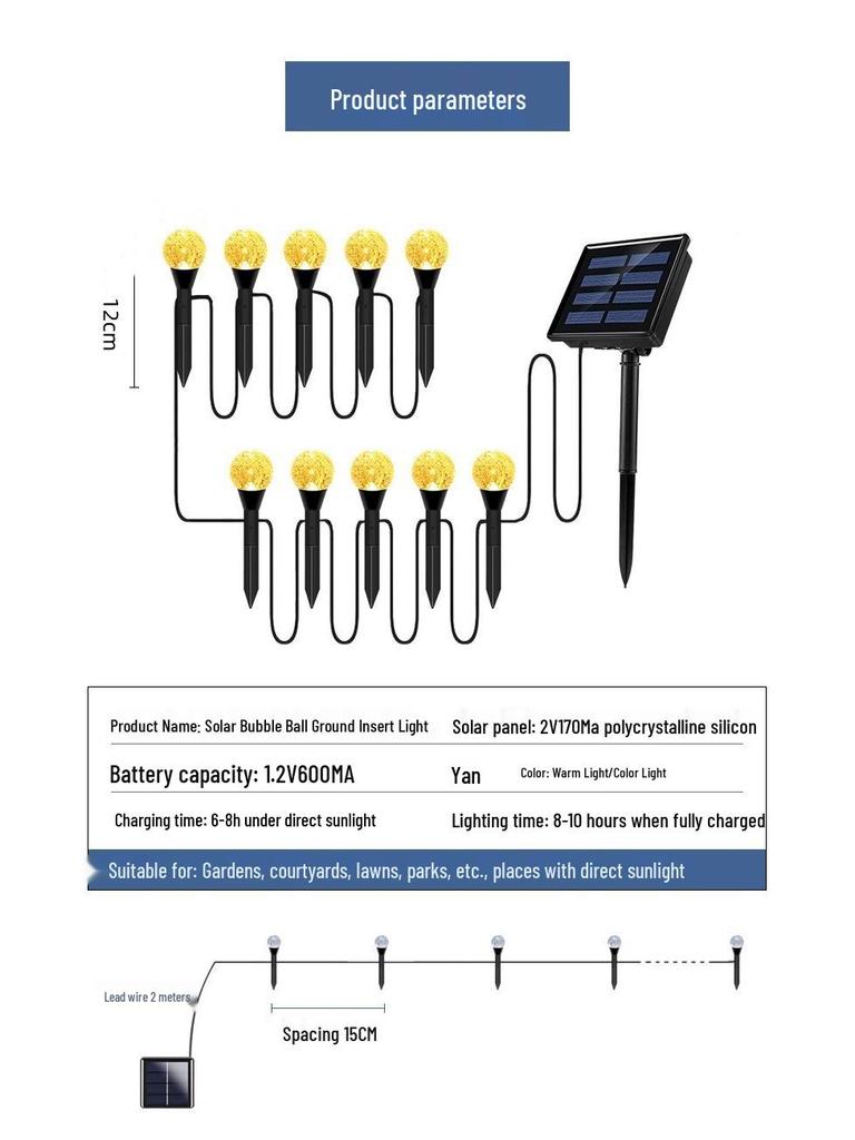 Solar Bubble Ball String Lights - Outdoor Fairy Lights for Courtyard, Path, and Lawn Decor
