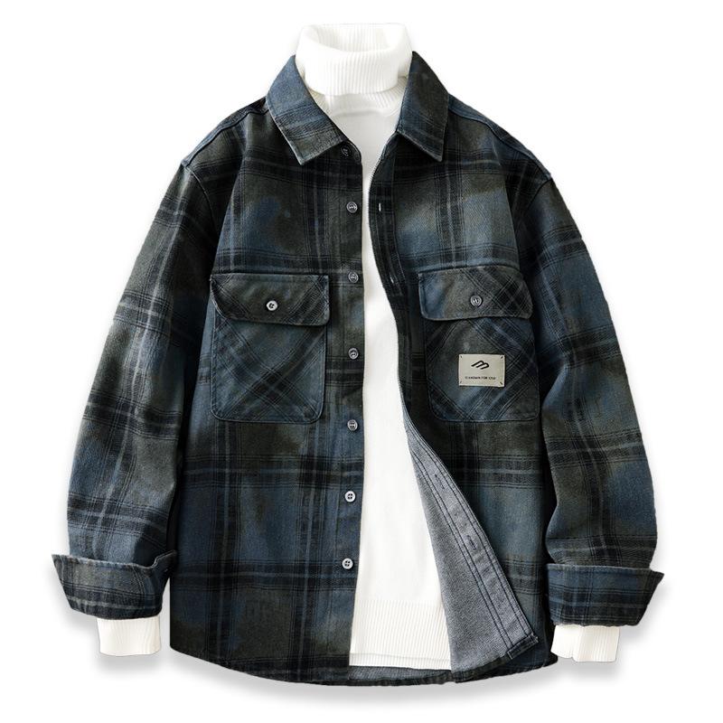 

Весенняя Ретро Американская Клетчатая Рубашка Мужская Куртка с Длинным Рукавом Повседневная и Универсальная Новая Рубашка XL