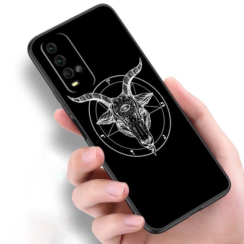 Pentagramm 666 Dämonische Satanic Silikon Telefon Fall Für Xiaomi Redmi Hinweis 11 10 9 8 Pro 11T 10T 10S 9S 8T 9 9A 9C 9T Schwarze Abdeckung