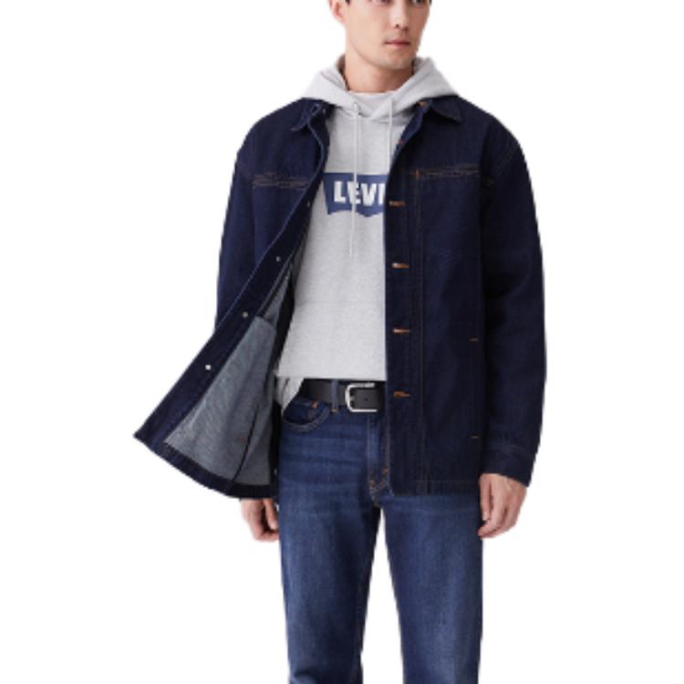 Levis Color Block Button Down Loose Fit Long Sleeve Denim Jacket Men jackets Dark-Blue 0017H-0000