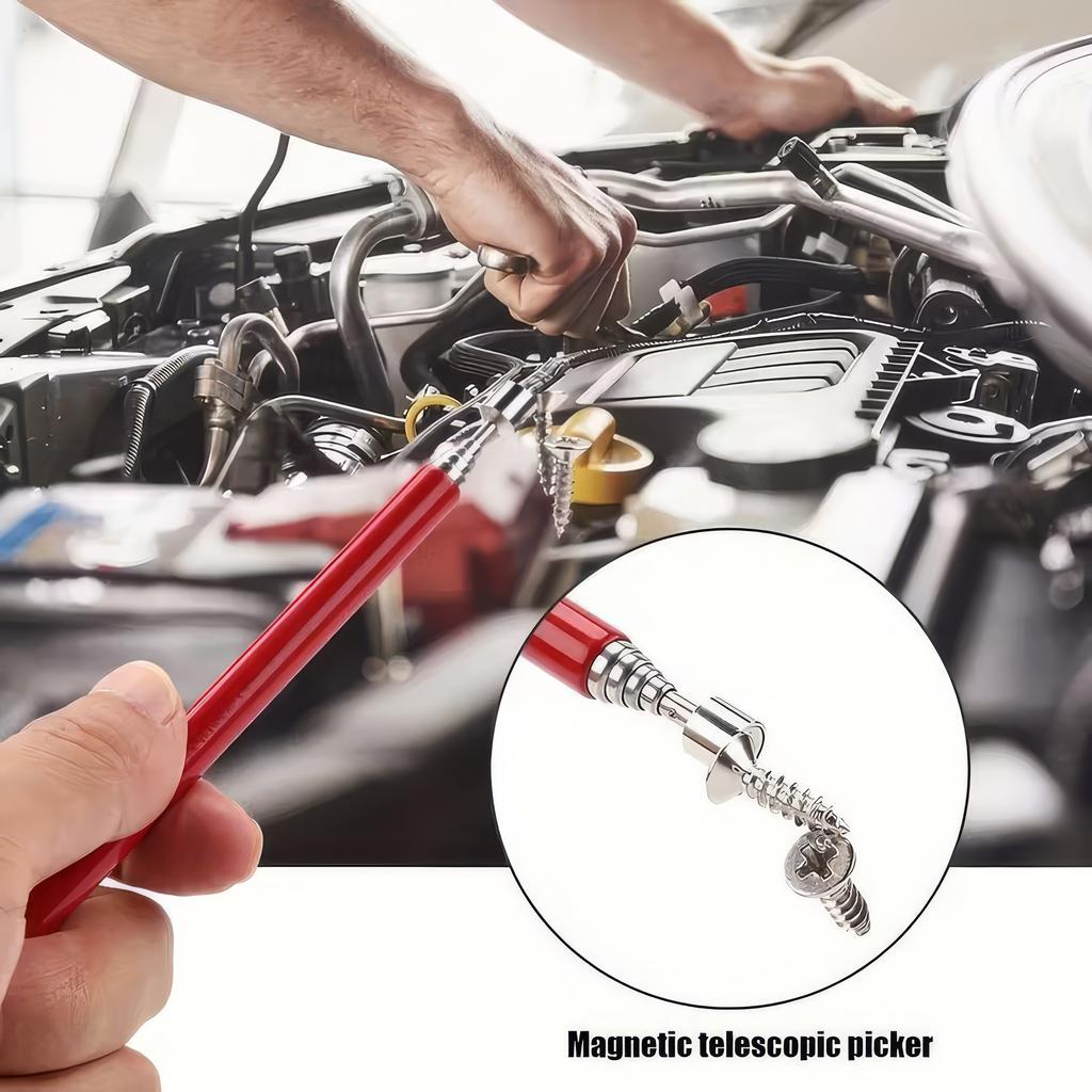 1 Piece of Magnet Picking Tool Orange, Anti Slip Grip, Extendable Handle, Suitable for Car Maintenance and Metal Recycling