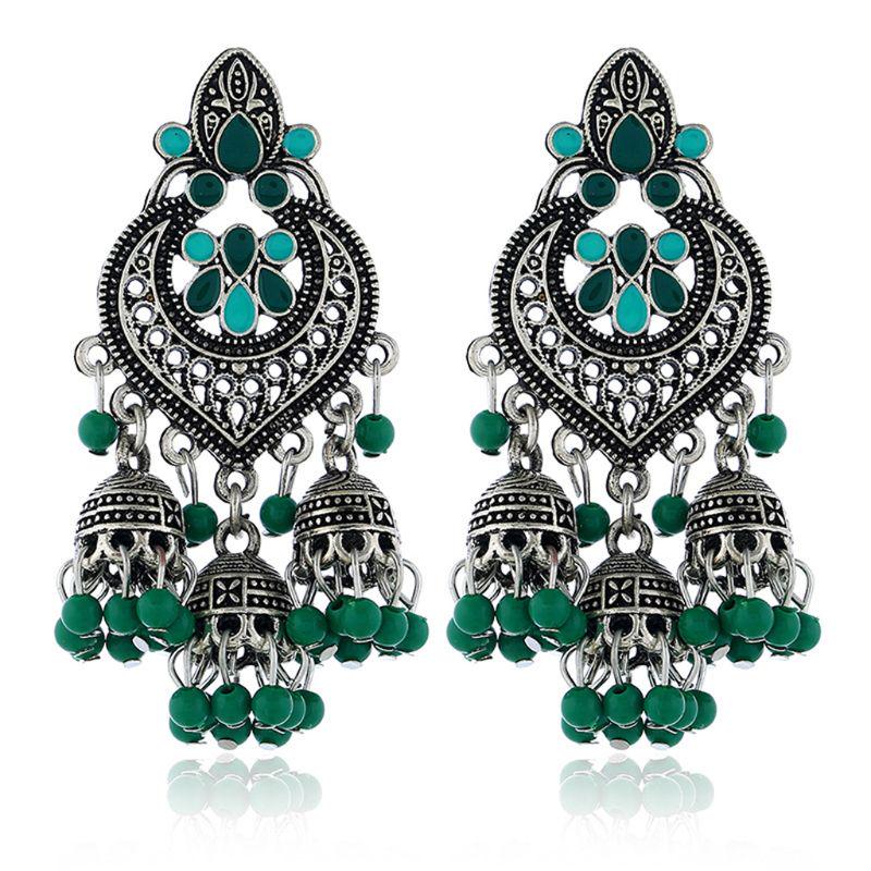 Retro Indian Bollywood Kundan Jhumka Jhumki Drop Earrings Gypsy Fashion Jewelry