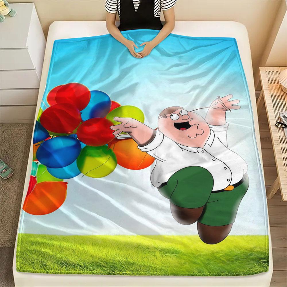 Peter Griffin Printed Flannel Blanket, soft throw for bedroom sofa, washable, fan merchandise, great gift.