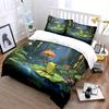 3pcs Frog on lily pad with mushroom umbrella Print Bedding Set 1 Duvet Cover 2 Pillowcases for Adult and Children Luxury Gift