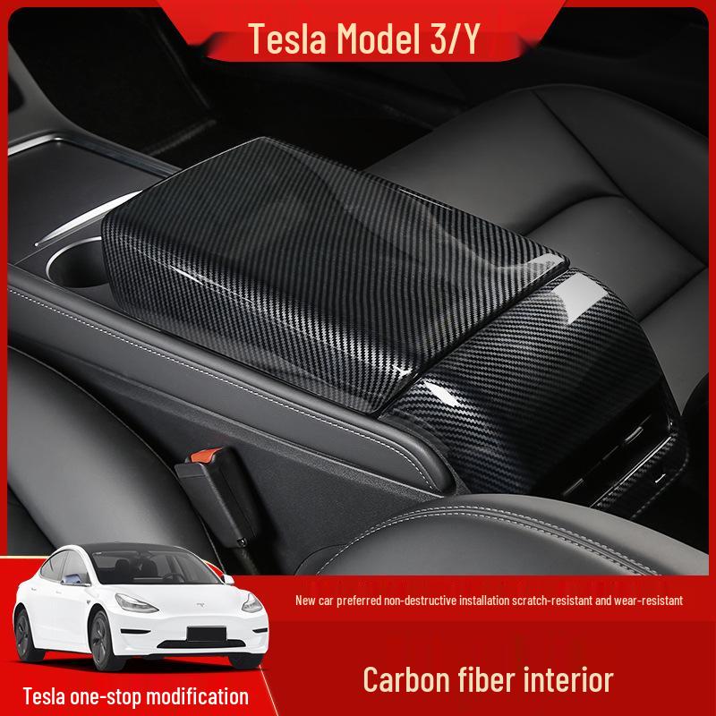Tesla Model 3/Y Carbon Fiber Interior Console & Steering Wheel Trim