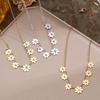 Women's Titanium Steel Sunflower Necklace: Elegant Gold, Niche Design, Non-Fade, Light Luxury Clavicle Chain with Small Daisy Accent.
