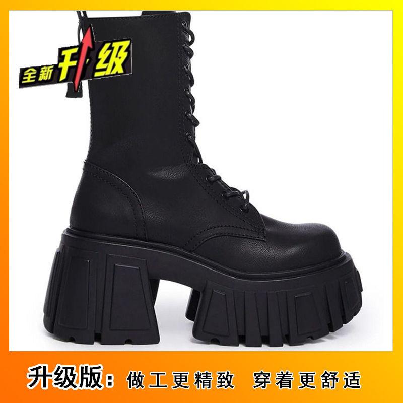 Locomotive heightening autumn and winter new ultra-light platform boots short boots 2025 small British Martin boots women's medium tube