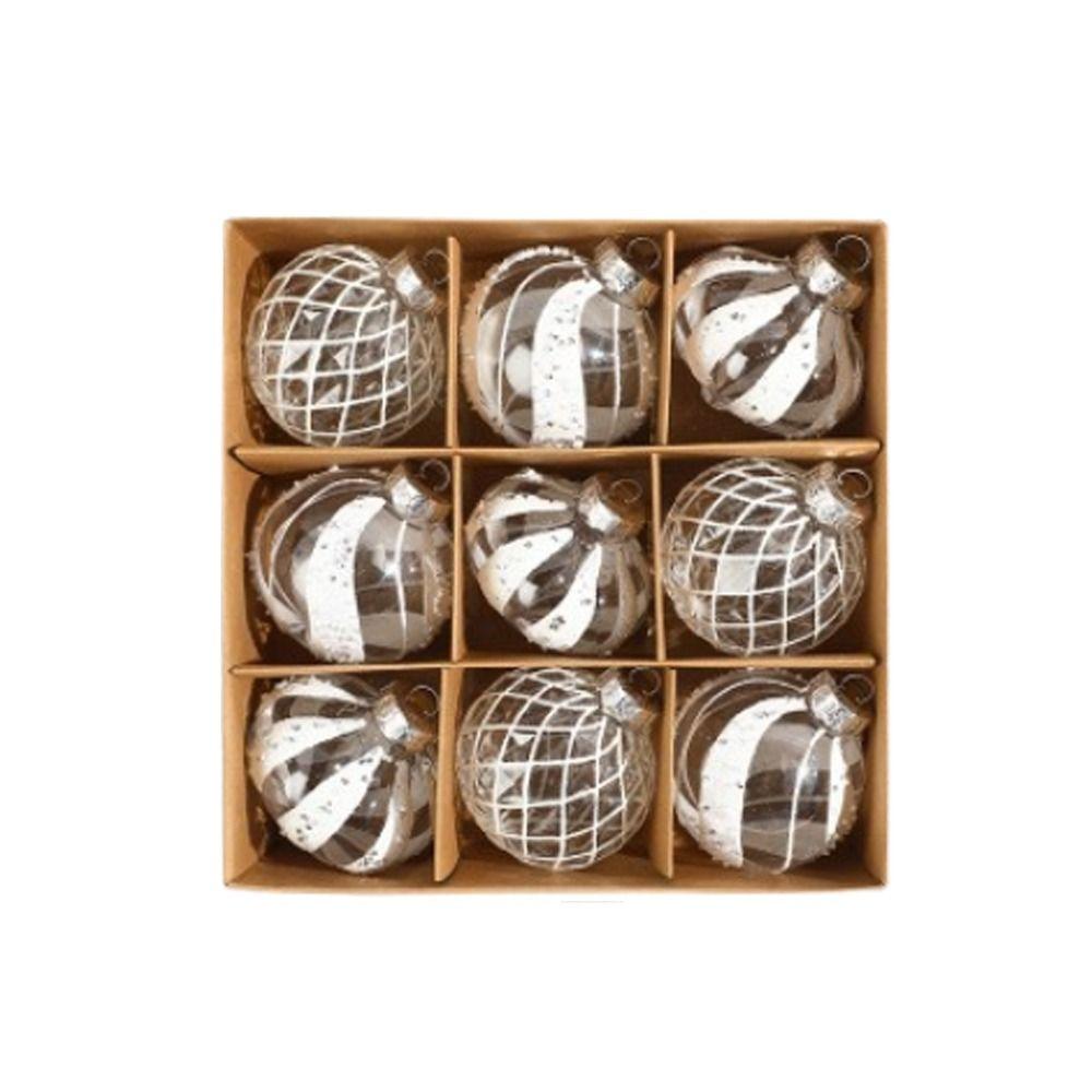 9pcs Transparent Electroplated Christmas Hanging Balls Merry Christmas Tree Decor  Children Gifts