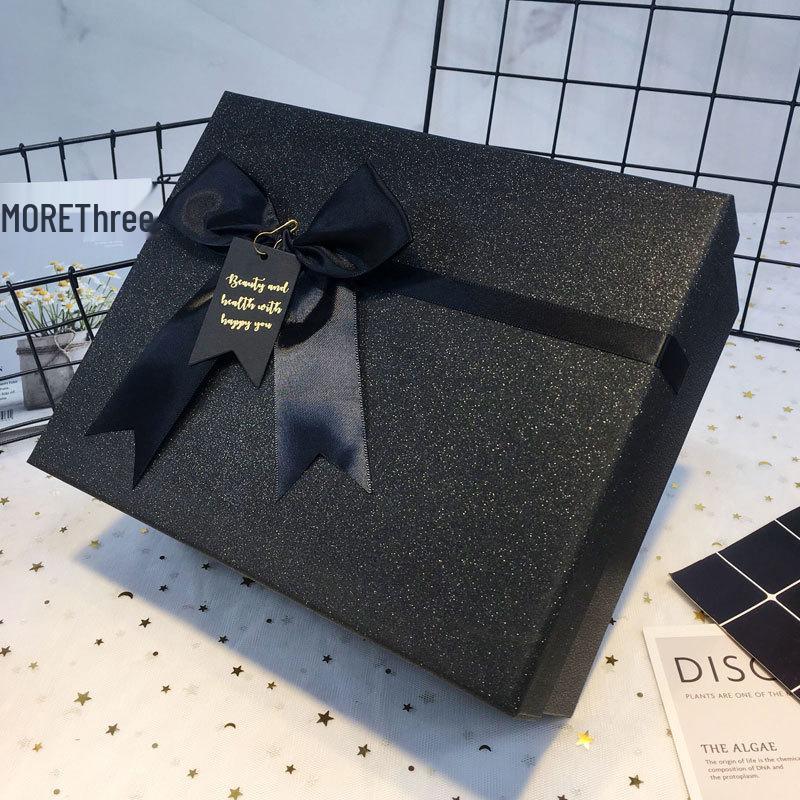 Gift Box for Lipstick or Scarf – Elegant Pure Black Glitter Design for Birthdays