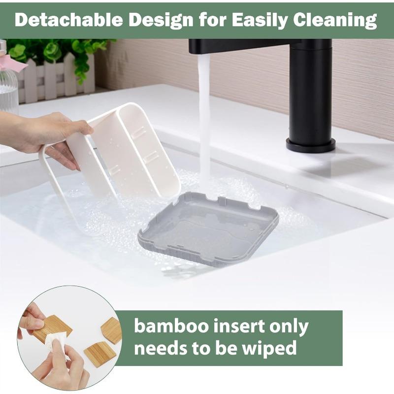 6-Compartment Plastic Toothbrush Holder Soap Dish Wall Mount Bathroom Organizer