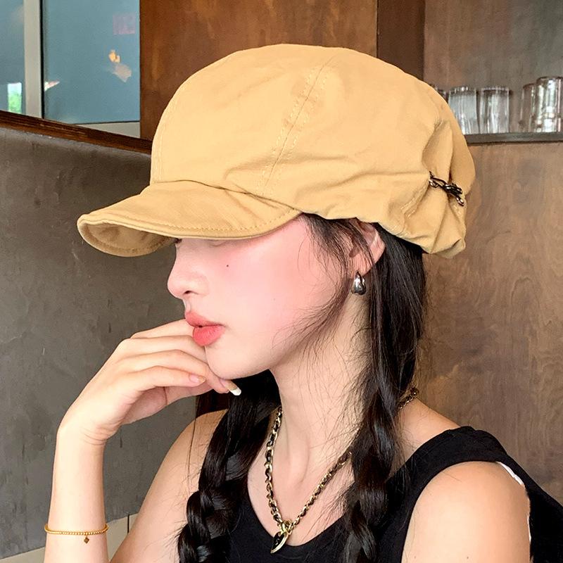 Japanese Literary Beret Women's Retro Literary Painter's Hat with Big Head Circumference and Face Versatile Cloud Octagonal Hat for Women