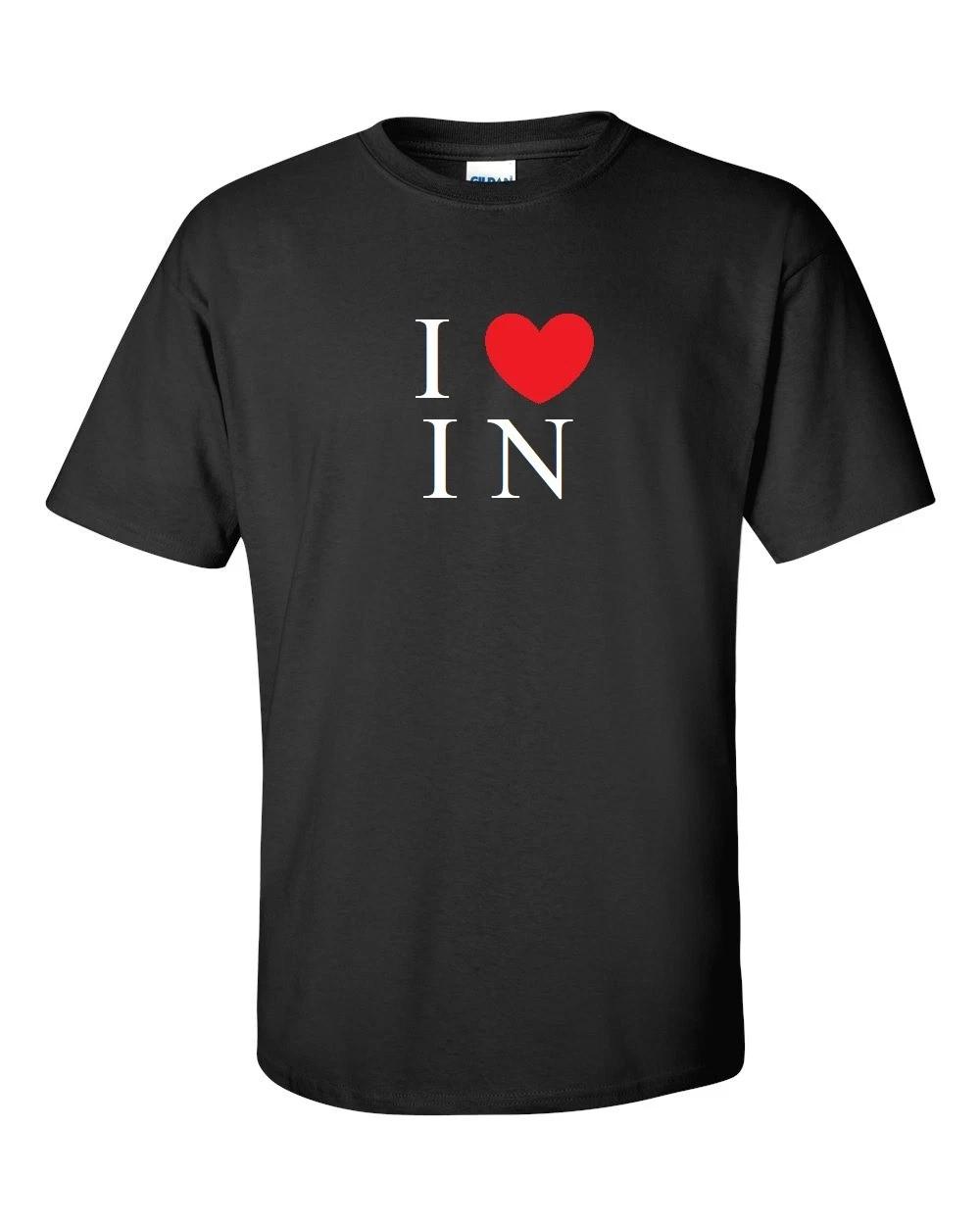 

I Heart Love IN Shirt Indiana Crossroads America State Black White Red T-Shirt S