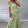 New Spring Women's Sexy Chic Printed Ruched One-Shoulder Casual Fashion Dress