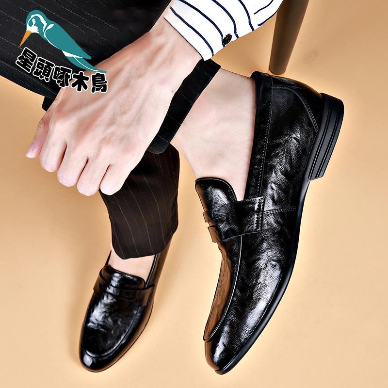 Leather shoes men's trend new breathable soft-soled soft leather lazy shoes one-pedal versatile shoes