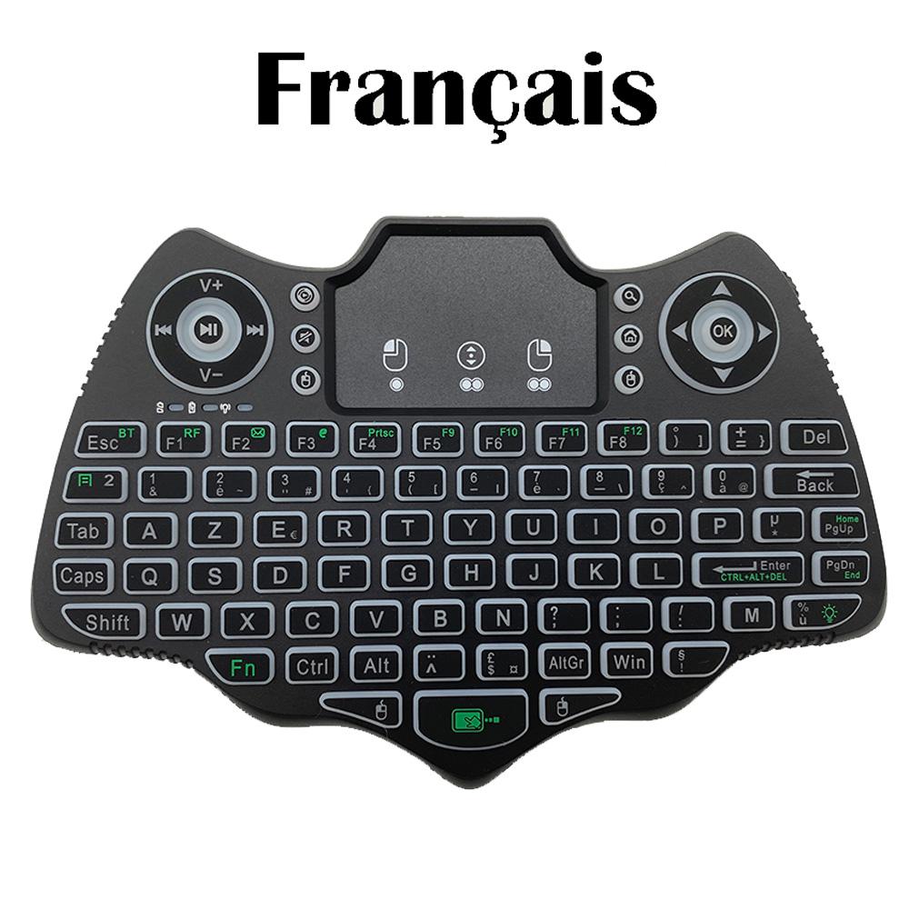 V18 Mini Wireless Keyboard Bat 2.4G BT Touch 7 Color Backlit French Spanish Russian Air Mouse Keyboard Gift for Android TV Box
