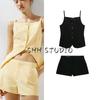 Linen Blend Vest Style Sling Top 2010884 2010886 Mid Waist Casual Shorts 4661500
