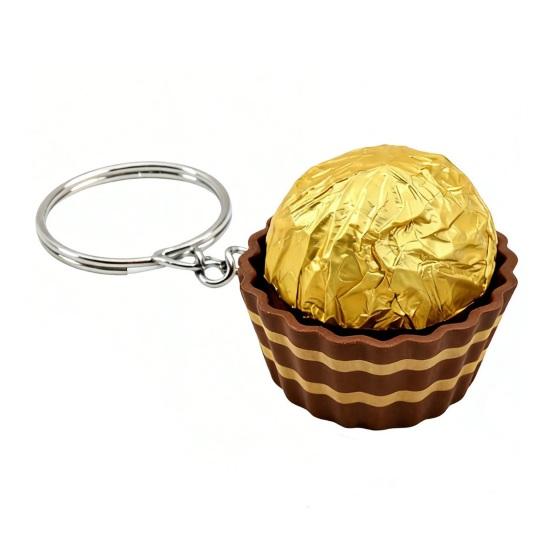 

Keychain Pendant with Chocolate Shape Decompression Toy Press Click Sound Portable Stress Relief Keychain for Bag A
