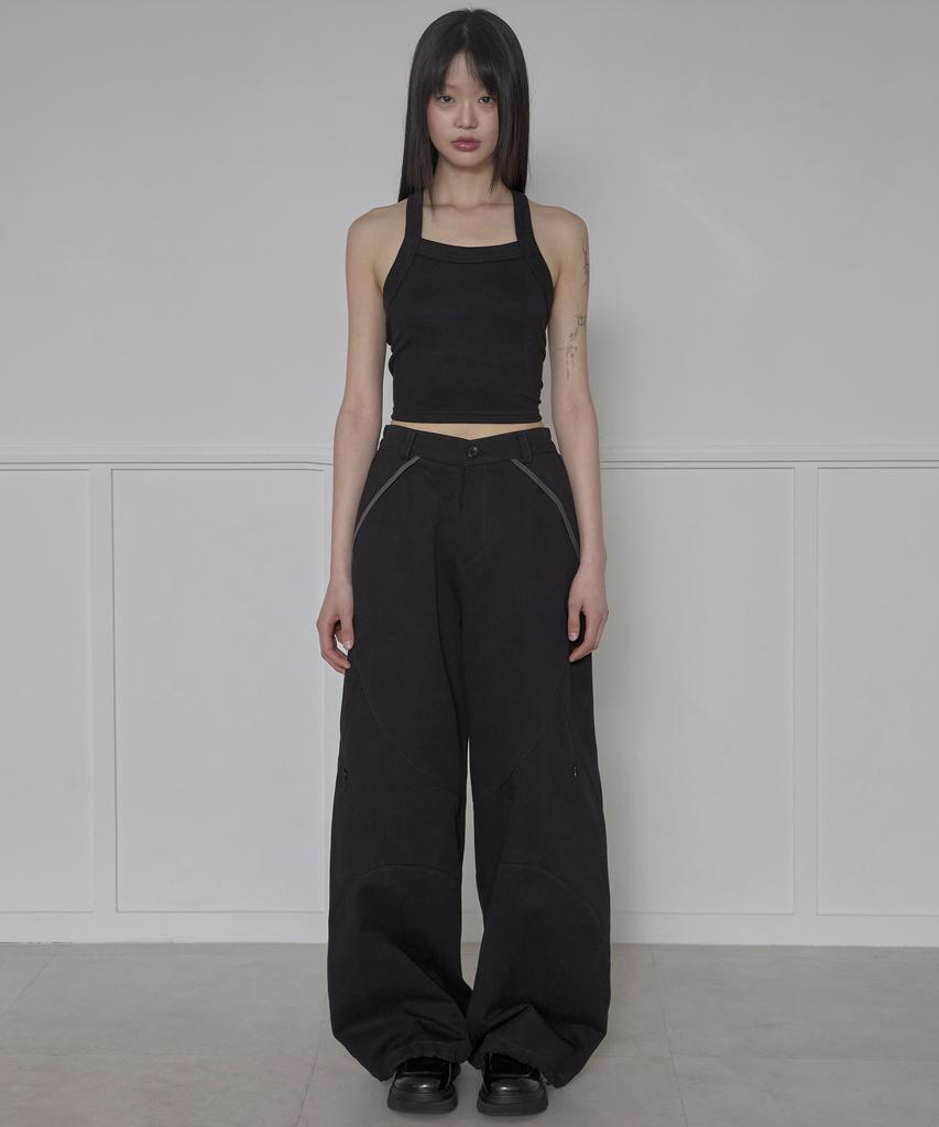 Peulleeoeob Asymmetrical Wide Pants (Fl-253_Black)