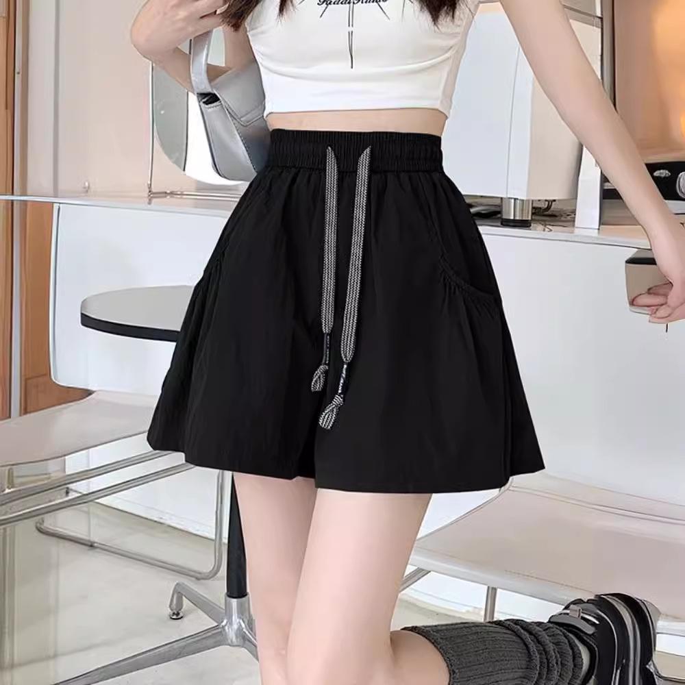 Women's 2025 Summer Pink Casual High-Waist A-Line Loose Wide-Leg Shorts