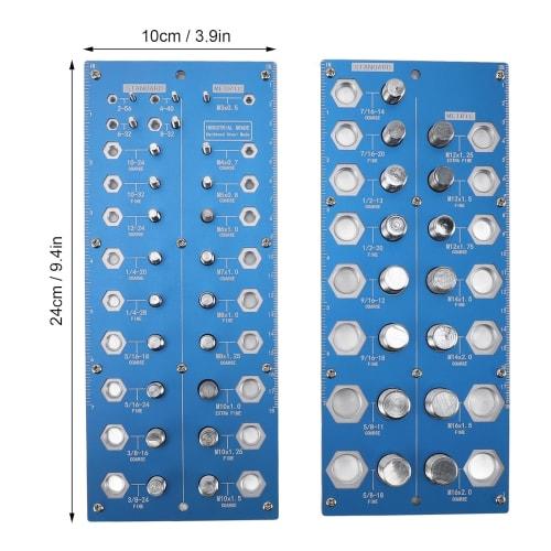 MYJYG 38-Hole Screw Detector, Blue Empire Metal Aluminum Thread Identification Gauge for Screw and Nut Sizes, Repair, and Manufacturing (Blue)