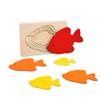 Montessori Panel Animal Puzzle Toy Wooden 3D Multilayer Gradient Color Elephant Duck Puzzle Early Learning Color Cognitive Panel