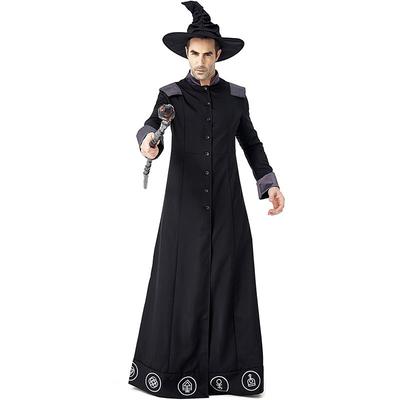 Halloween schwarzer Zauberer Zauberer Robe Bühnenperformance Kostüm männliche Hexe Eltern-Kind Rollenspiel Verkleidung