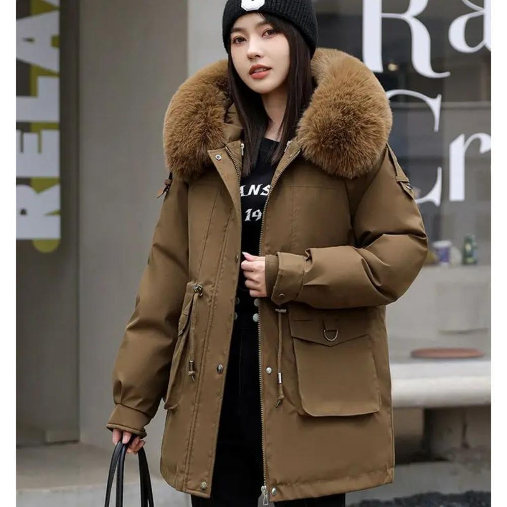 Winter Coat Thicken Parker Women's Warm Detachable Inner Down Cotton Jacket Female Loose Warm Hooded Parkas Overcoat