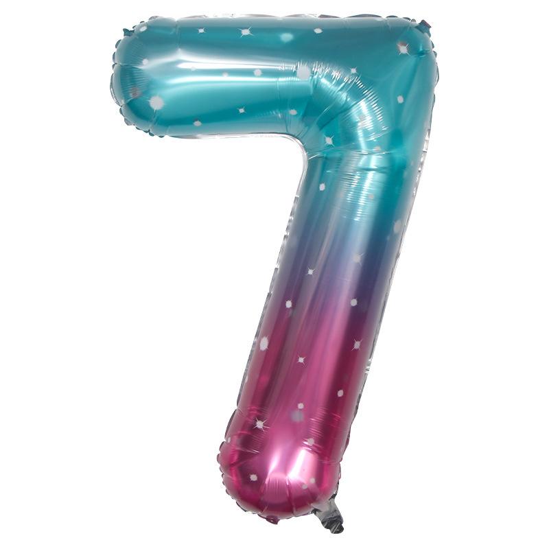 40" Rainbow Gradient Aluminum Foil Number Balloon Birthday Decoration Ornaments for Kids, Helium-Compatible