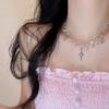 Fashion Chic Cross Crystal Zircon Pendant Tassel Necklace for Women Girls Clavicle Chain Accessories Aesthetic Y2k Jewelry