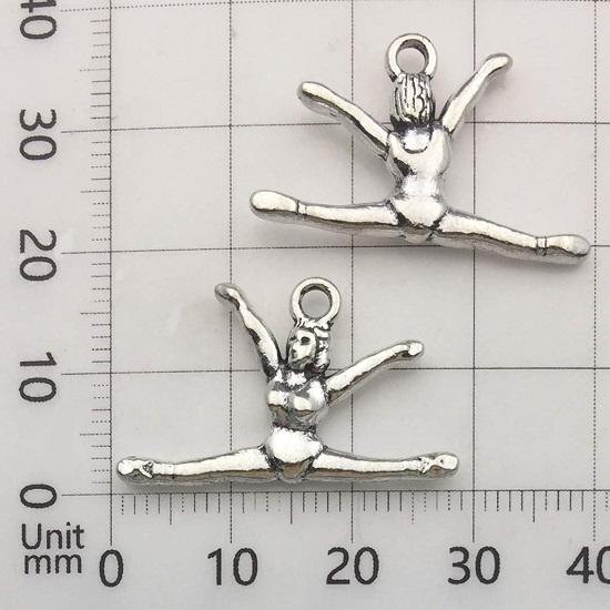 50pcs Craft Supplies Antique Silver Cheerleader Charms Pendants Crafting, Jewelry Findings Making Accessory DIY Necklace Bracelet