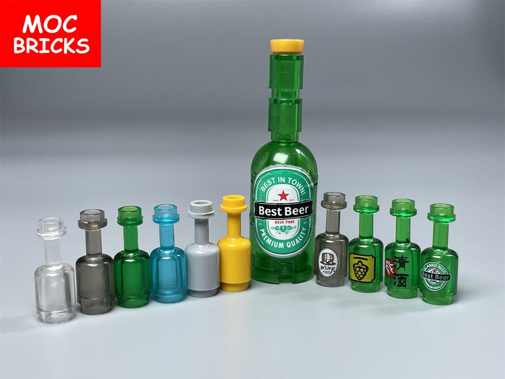 MOC Bricks DIY City Figures Parts Wine Drink Bottle Cup Building Block Mini Printed Bricks 95228 Supermarket Friends Toys