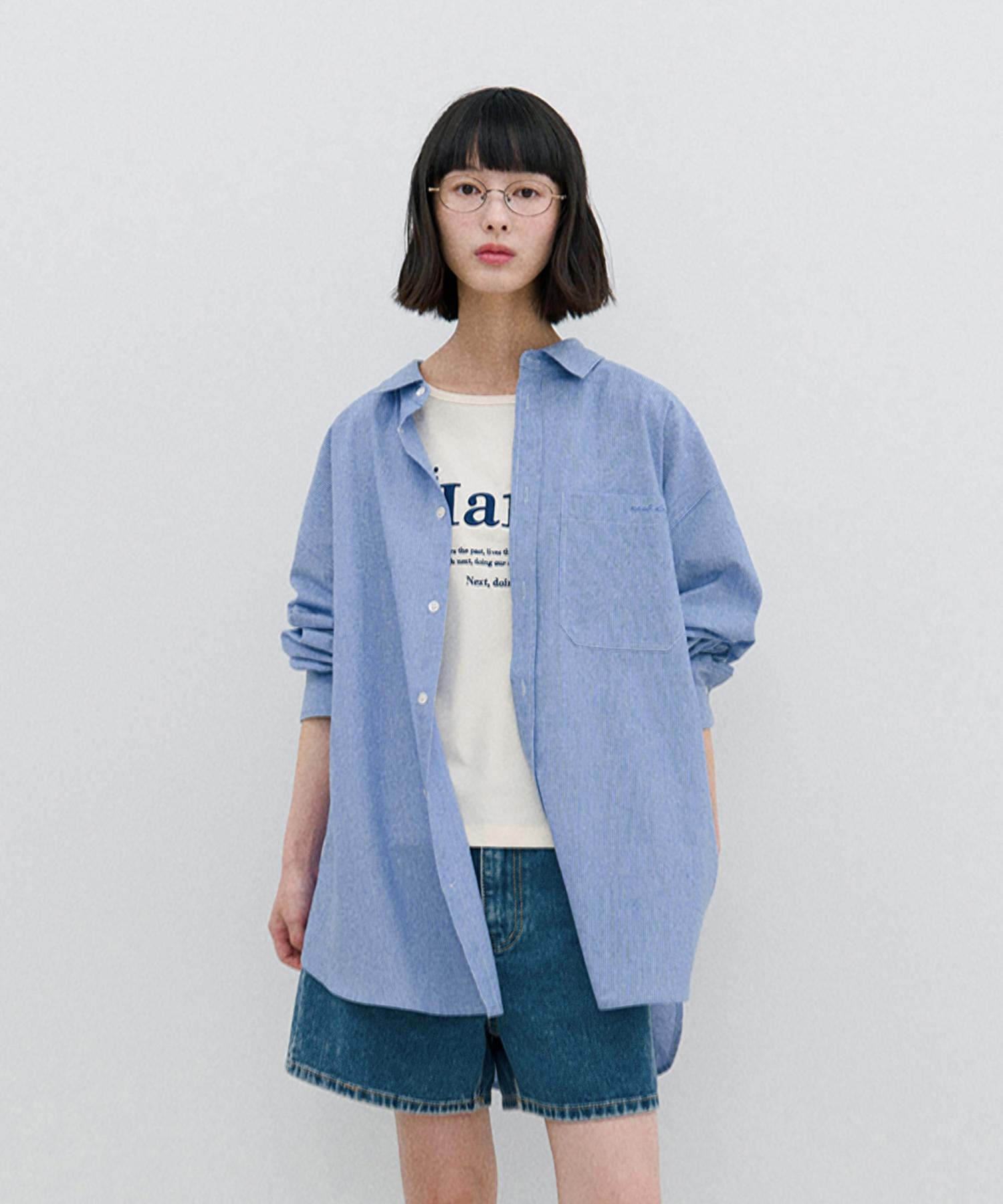 Hane Boyfit Flow Stripe Shirt_Blue S
