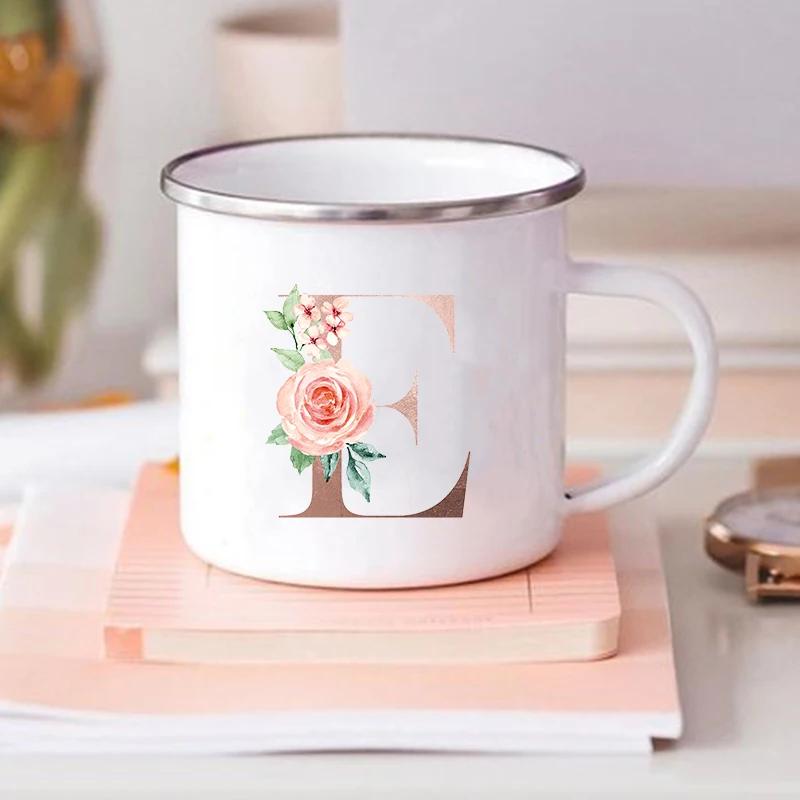Alphabet Flower Letter Mug Coffee Cup Cold Coffee Cups Funny Mugs Cup for Tea Drinkware Rare Beer Travel Cute Original Unusual