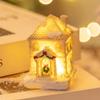 Christmas Resin House Figurine LED Light Up Snowy Village House Ornament Mini Desktop Decoration Xmas Gift