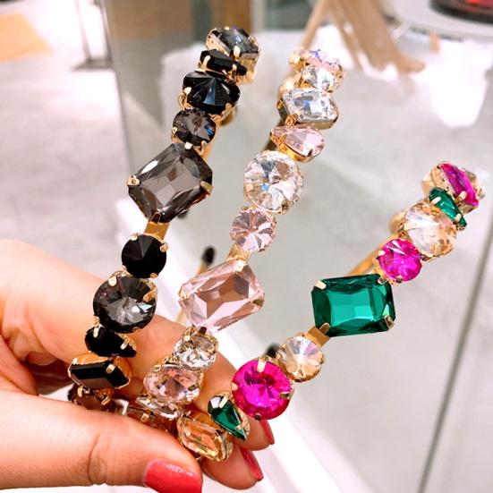 Mode Dam Flerfärgad Strass Inlagd Hårband Huvudbonad Pannband Accessoar
