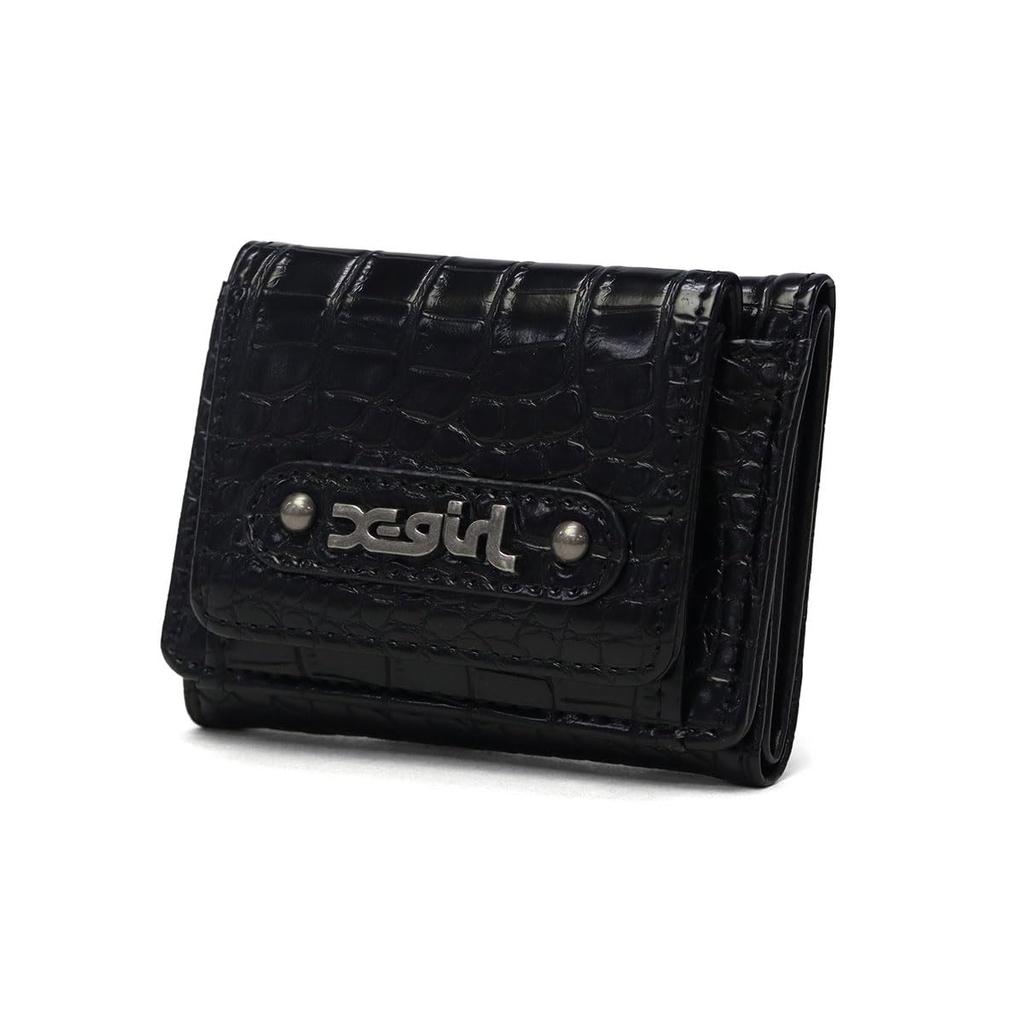 Mills Logo Faux Croco Mini One Size X-girl Wallet, 105254054018, Black,
