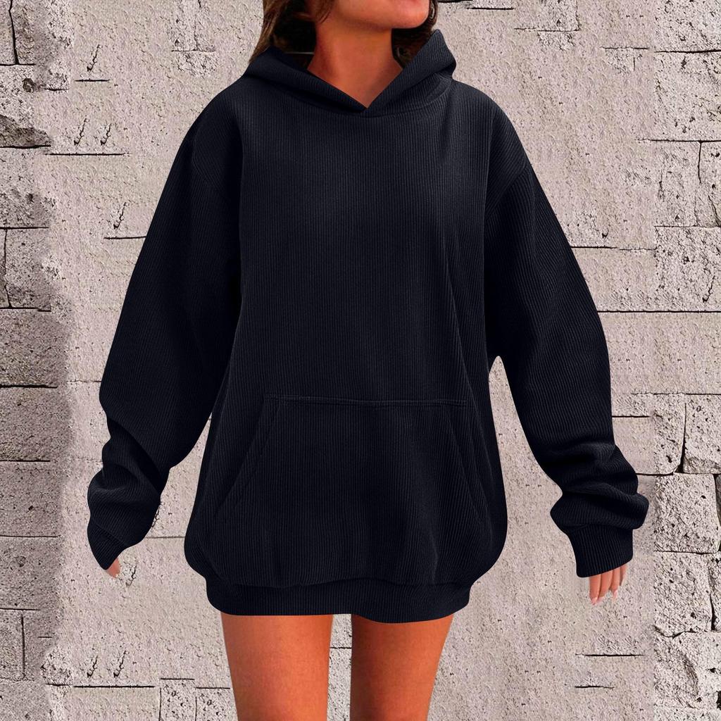 Damen Oversized Sweatshirts Fleece Hoodies Langarm Pullover Outfits Mit Tasche