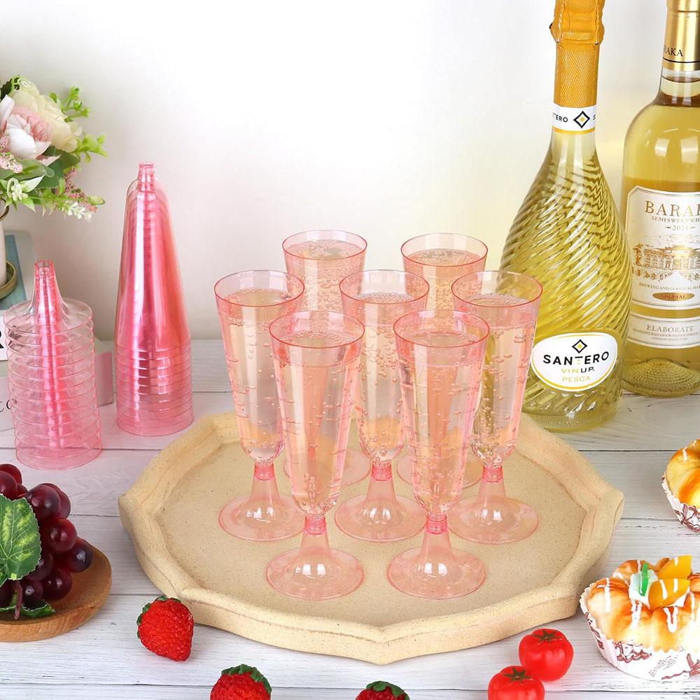50/25pcs 150ml Disposable Cups Sparkling Champagne Bar Cups Plastic Champagne Flutes Clear Toasting Glasses for Weddings Party