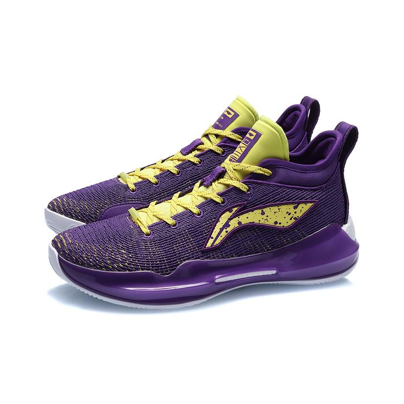 Li Ning Yu Shuai 13 Low Lakers Colorway Mid-Top Basketball Shoes Men Basketball Shoes Yellow Purple ABAQ013-4