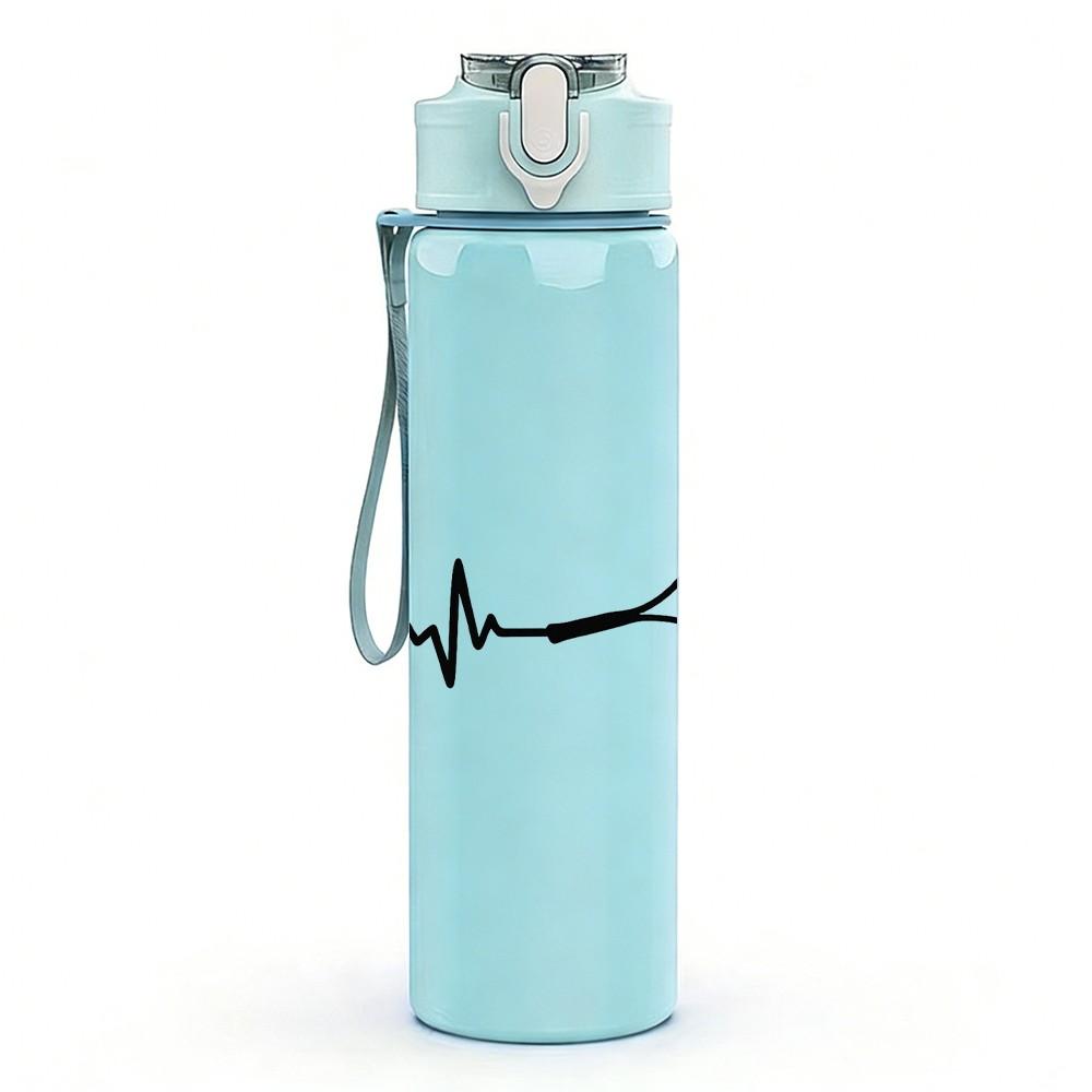 1PC Heartbeat EKG Line Medical Print 750ml Color Plastic Sports Water Bottle Leakproof Flip Straw Lid Suitable for Sports Office Home Use