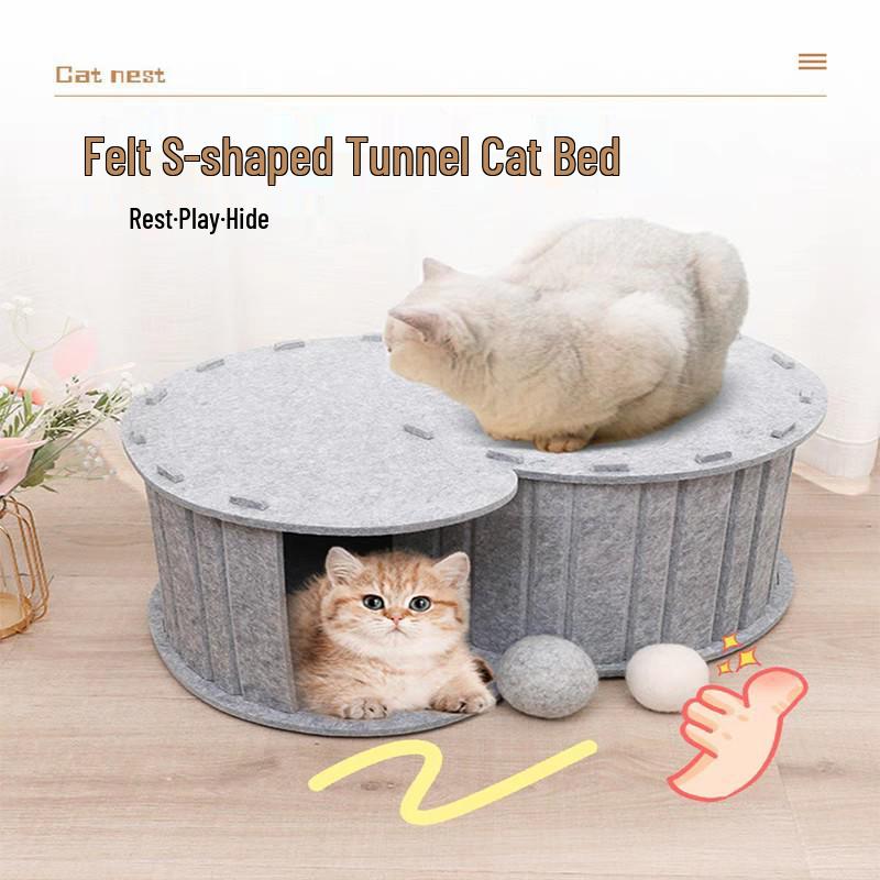 S-Shaped Wear-Resistant Double-Layer Felt Cat Tunnel Bed