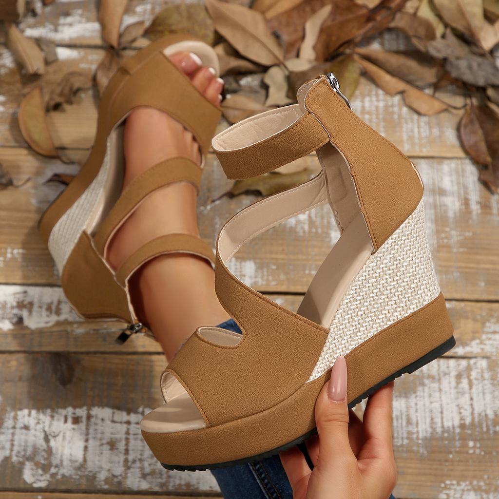 2025 New Women Wedges Sandals Beach Solid Platform Shoes for Women Summer High Heels Sandals Women Sandalias De Mujer