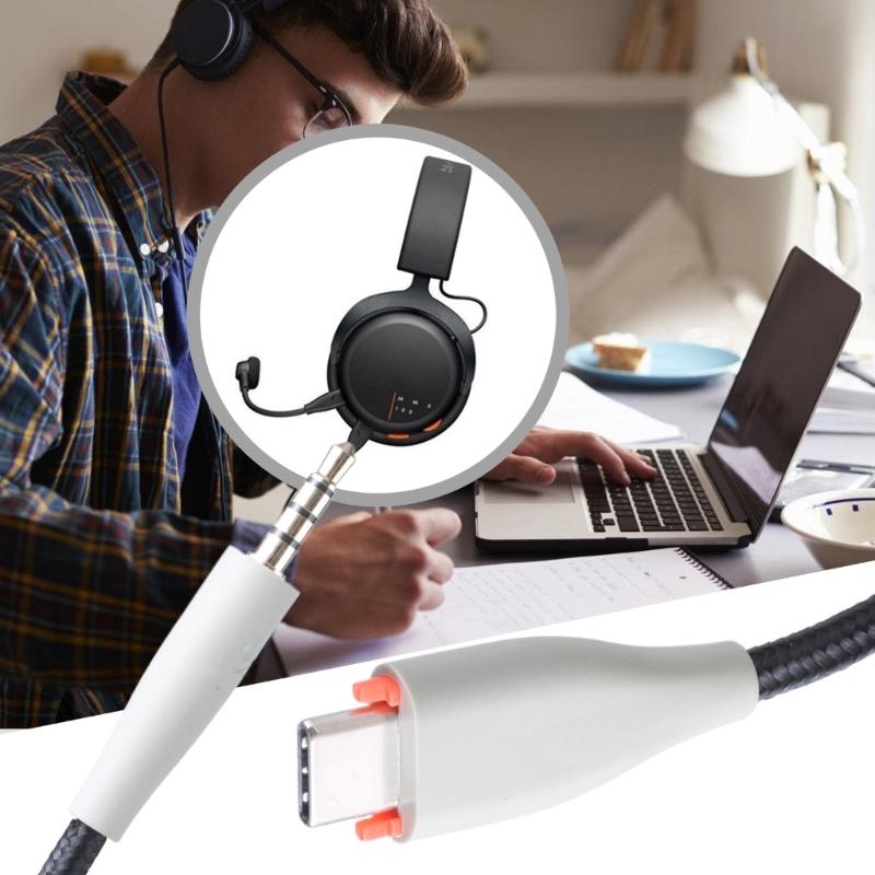 Durability Nylon Woven Headphone Cord for MMX100 Headphone Cable Easy Installation 3.5mm to Type C Replacement Wire