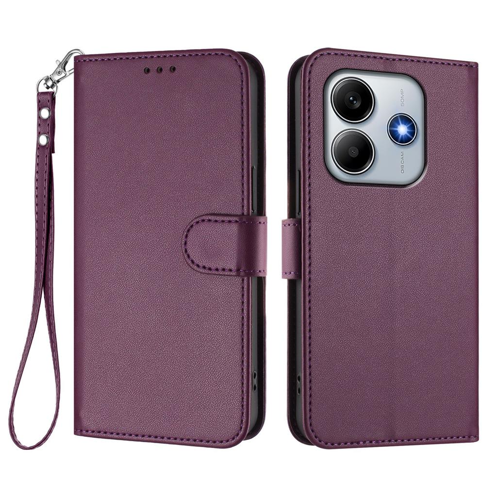 For Xiaomi Redmi Note 14 5G (China)/Xiaomi Poco M7 Pro 5G/Xiaomi Redmi Note 14 5G Leather Case Wallet Stand Phone Cover with Wrist Strap