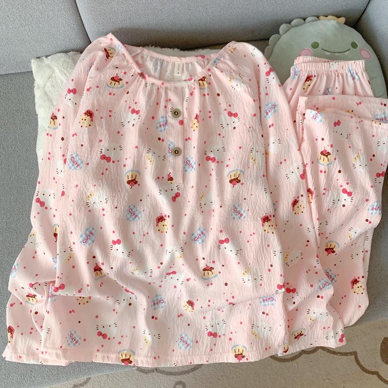 Women's Cloud Cotton Crew Neck Pajamas: Long Sleeve Pants Set for Autumn/Winter 2025