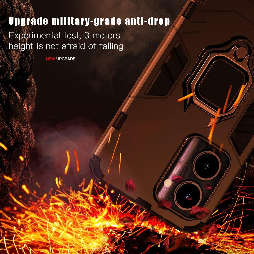 KEYSION Shockproof Armor Case for Realme C33 C35 C30 V20 Soft Silicone+PC Metal Ring Stand Phone Back Cover for OPPO A96 A76 4G