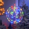 Christmas Decoration 3D Pentagram  Moon  Elk Snowflakes Hanging Lights for Christmas Windows Holidays