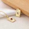 2 PCs Brass & Cubic Zirconia Poker/ Paper Card/ Game Card Charms 18K Gold Plated Poker Card Heart Pendant Necklace DIY19mm x 9mm