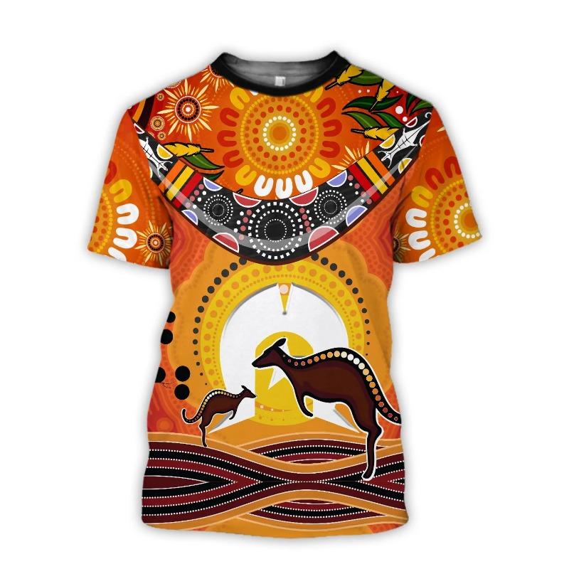 Summer Unisex t shirt 3D Printed Aboriginal Australia Kangaroo Turtle Lizard T-Shirt Street Trend Wild Unisex Tee shirt TTD06