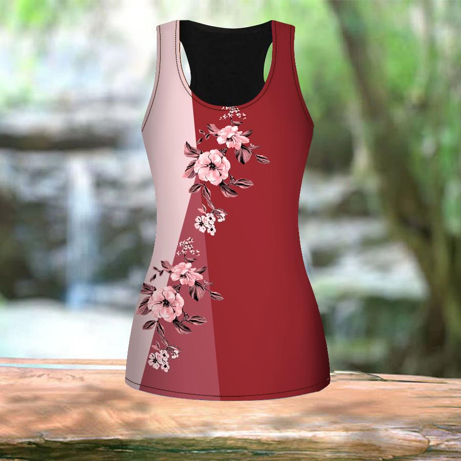 3D Peach Blossom Print Women Workout Yoga Gym Printed Summer Sport Shirts Plus Size Vests